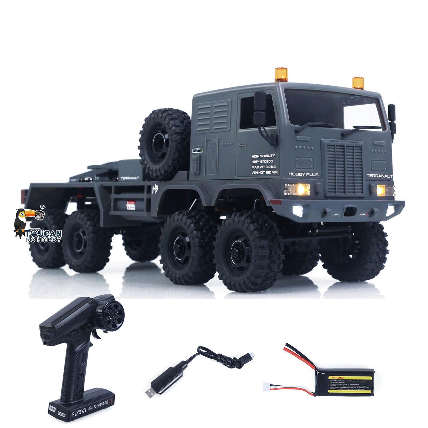 USED RTR 1/18 Radio Control Military Truck 8*8 RC Off Road Vehicle 280 Brushed Motor Fifth Wheel Winch Metal Hook All Wheel Steering