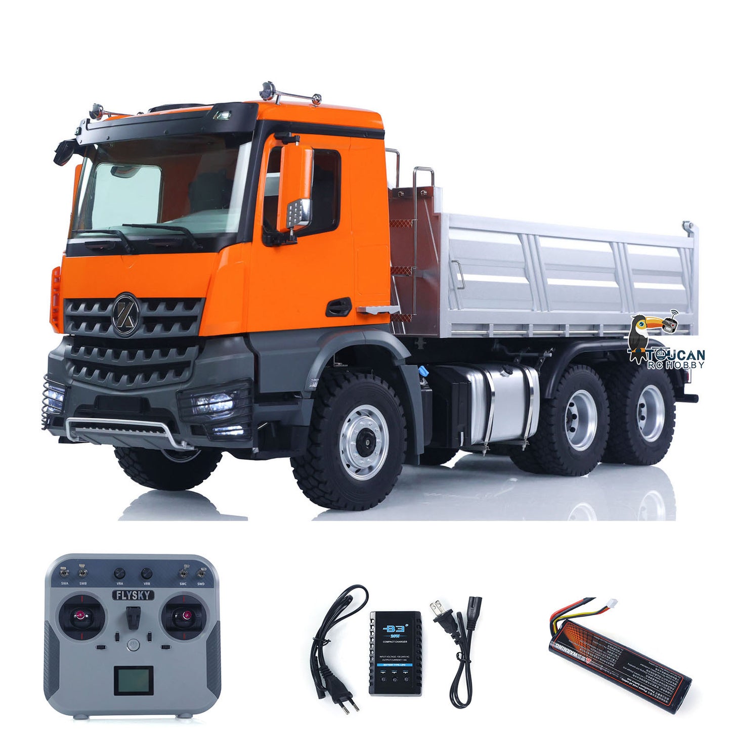 USED 1/14 2.4G Remote Control Electric Lifting Dumper 5702 Model 6*6 Tipper Vehicle 2Speed Sound Light Motor RTR Car Gifts Adults
