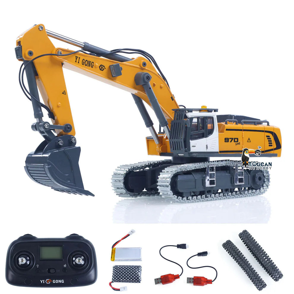 USED 1/50 RC Excavator K970 Engineering Vehicle Remote Control Electric Lifting Digger Metal Bucket Tracks Light Sound RTR Battery