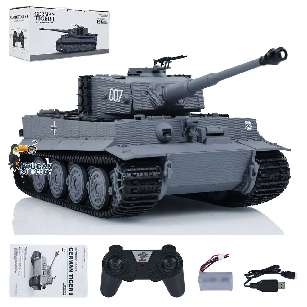 USED 1/24 RC Battle Tank Taigen Tiger I Remote Control Infrared Combat Military Tanks
