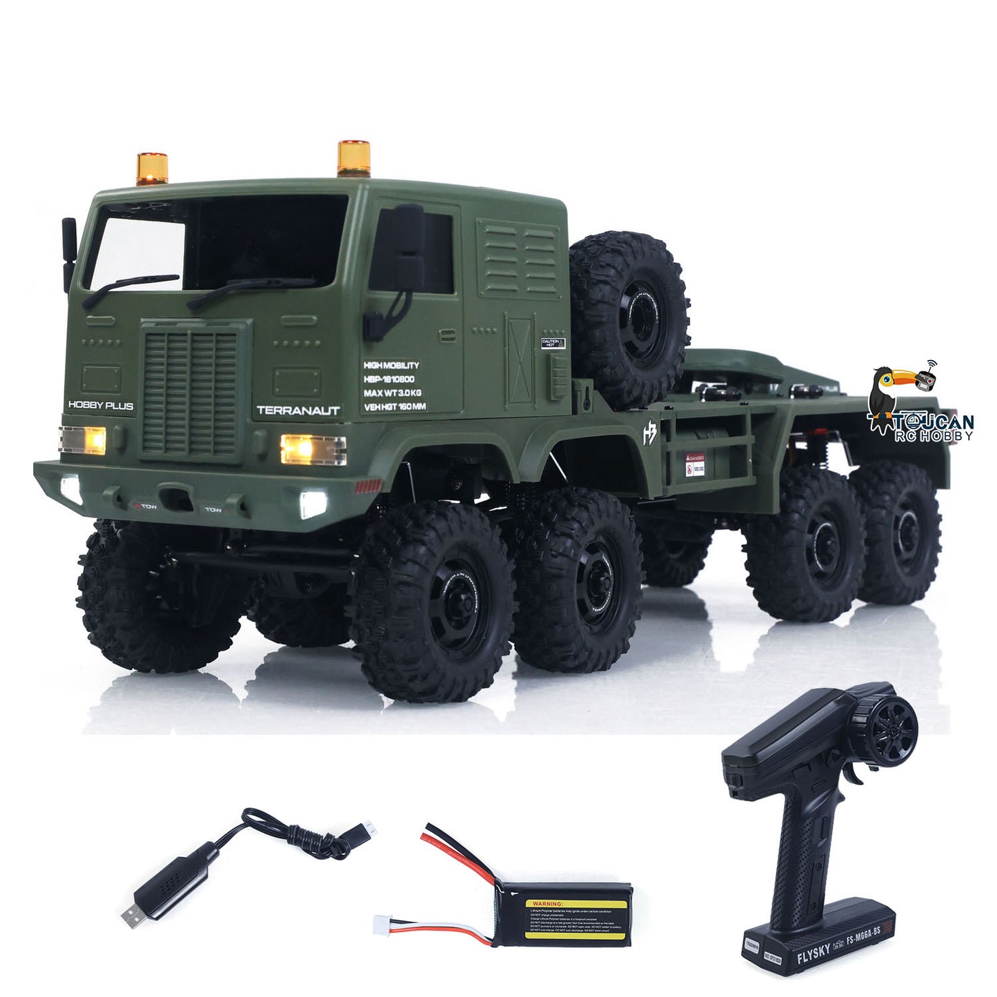 USED 1/18 Remote Control Military Truck 8X8 All Wheel Steering Electric RC Off Road Vehicle Model 2Speed Gearbox RTR Metal Chassis