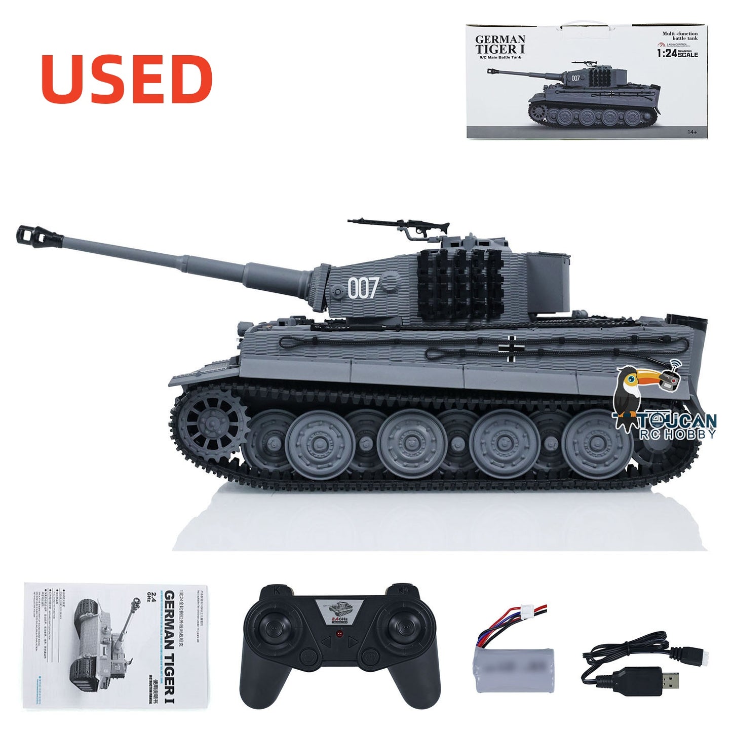 US Stock 1/24 RC Battle Tank Taigen Tiger I Remote Control Infrared Combat Military Tanks