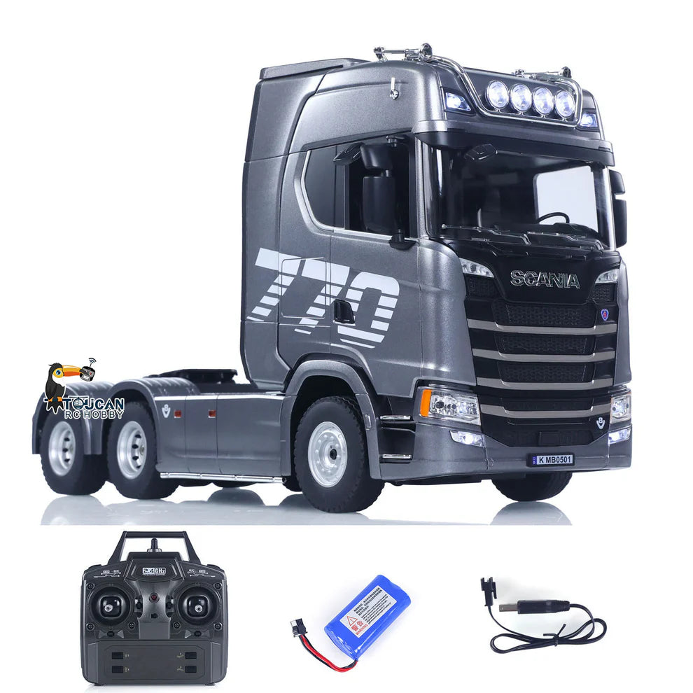USED 1/18 Plastic 6X4 Remote Control Tractor Truck SC 770S 1501 RWD RC Lorry Vehicle Light Sound RTR Model Toys for Adults
